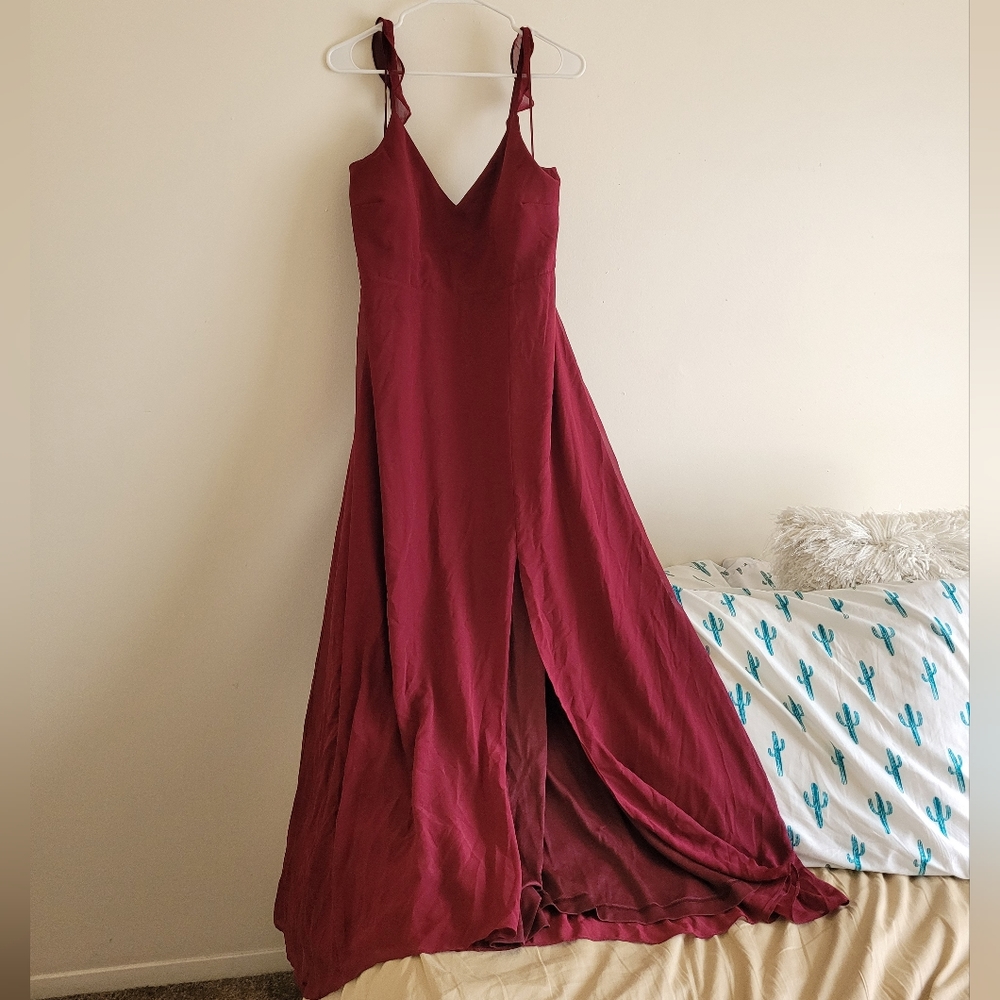 Birdy Grey Doris Chiffon Bridesmaid dress in Cabernet, size 12